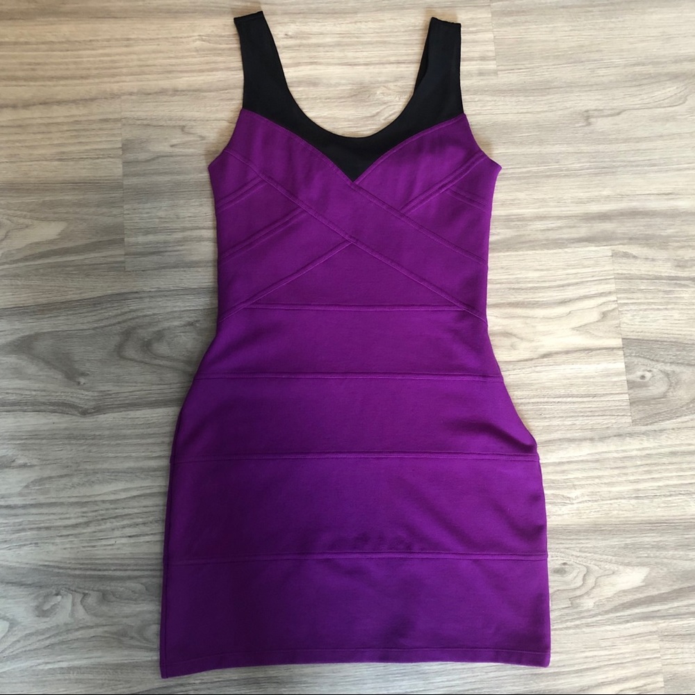 Express Purple Mini Short Sleeve Party Dress, SML